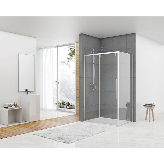 Van Rijn Products ST06 Softclose schuifdeur - 118.5x200cm - helder glas - dikte 8mm - tbv hoekcabine - incl. greep - chroom ST06350120
