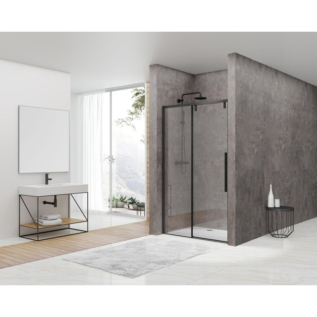 Van Rijn Products ST06 Softclose schuifdeur - 118x200cm - helder glas - dikte 8mm - incl. greep - zwart ST06300120ZW