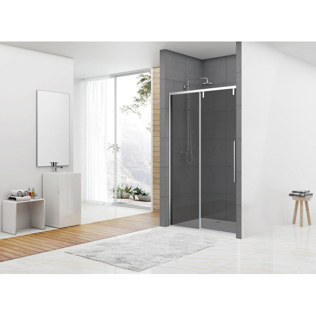 Van Rijn Products ST06 Softclose schuifdeur - 118x200cm - rookglas - dikte 8mm - incl. greep - chroom ST06300120GR