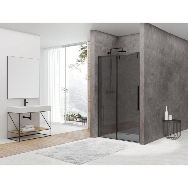 Van Rijn Products ST06 Softclose schuifdeur - 118x200cm - rookglas - dikte 8mm - incl. greep - zwart ST06300120ZWGR