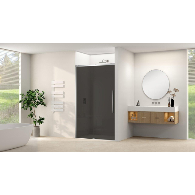 Van Rijn Products ST09 Schuifdeur vast deel - 117.5x200cm - grijs rookglas - soft-close - incl. Chroom ST09300120GRCH