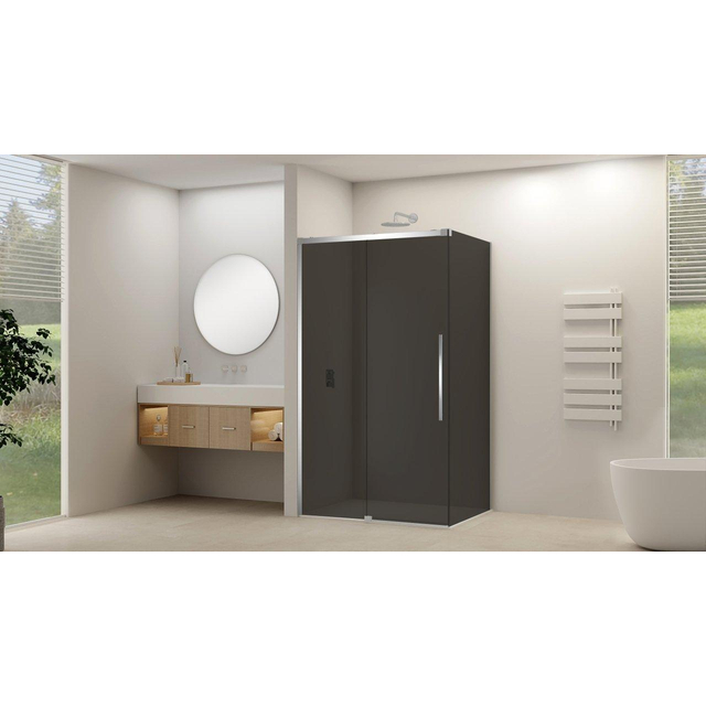 Van Rijn Products ST09 Schuifdeur tbv hoekcabine - 120x200cm - grijs rookglas - soft-close - Chroom ST09350120GRCH