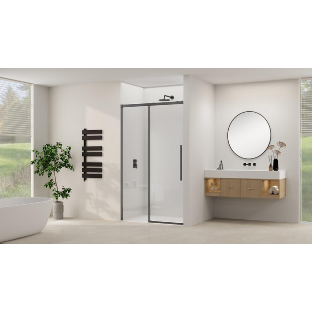 Van Rijn Products ST09 Schuifdeur vast deel - 117.5x200cm - helder glas - soft-close - incl. Zwart ST09300120HEZW
