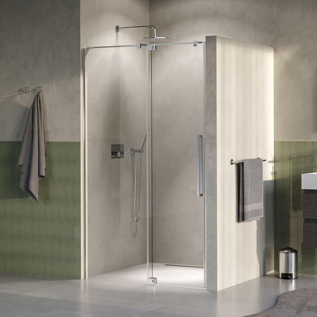Brauer Stellar Nisdeur - 2-delig - 100x200cm - draaideur - glascoating - omkeerbaar - helder glas - mat zwart GS-SRN1H100200NG