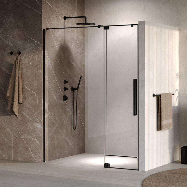 Brauer Stellar Nisdeur - 2-delig - 140x200cm - draaideur - glascoating - omkeerbaar - helder glas - geborsteld gunmetal PVD GS-SRN1H140200MZ