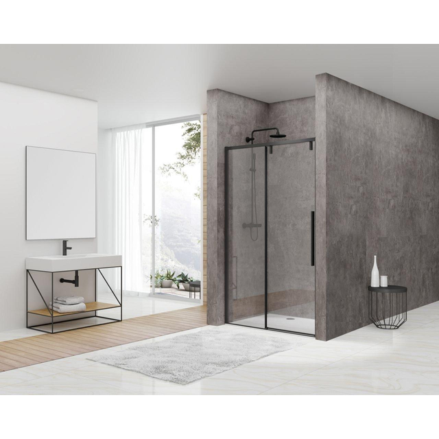 Van Rijn Products ST06 Softclose schuifdeur - 138x200cm - helder glas - dikte 8mm - incl. greep - zwart ST06300140ZW