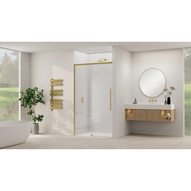 Van Rijn Products ST09 Schuifdeur vast deel - 117.5x200cm - helder glas - soft-close - incl. Messing Geborsteld ST09300120HESB