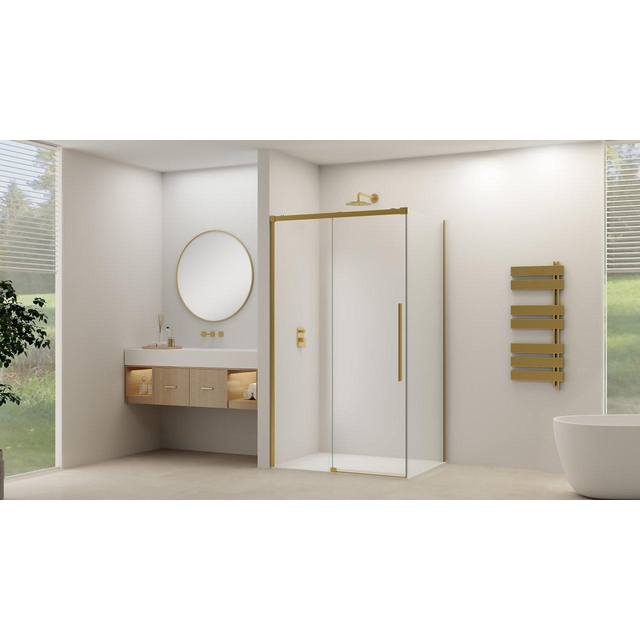 Van Rijn Products ST09 Schuifdeur tbv hoekcabine - 120x200cm - helder glas - soft-close - Messing Geborsteld ST09350120HESB
