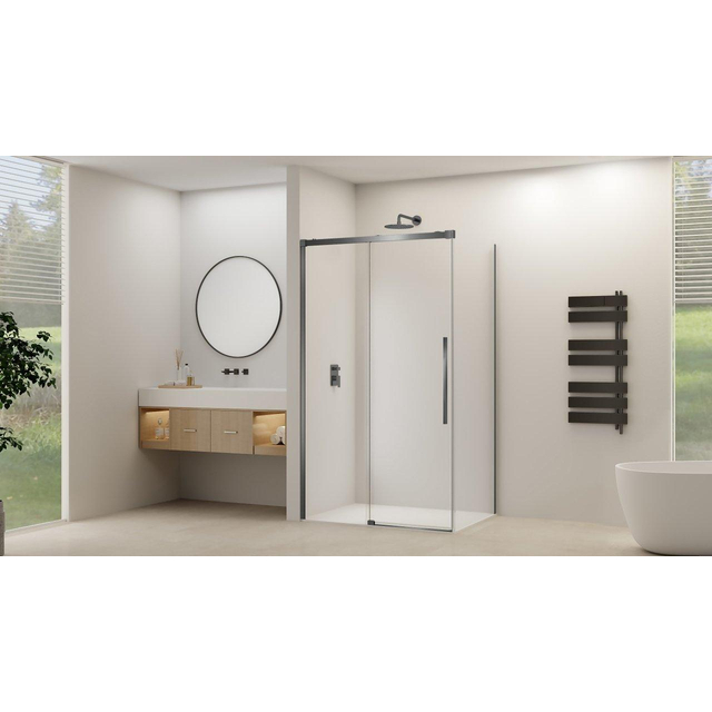Van Rijn Products ST09 Schuifdeur tbv hoekcabine - 120x200cm - helder glas - soft-close - Gunmetal Geborsteld ST09350120HEGM