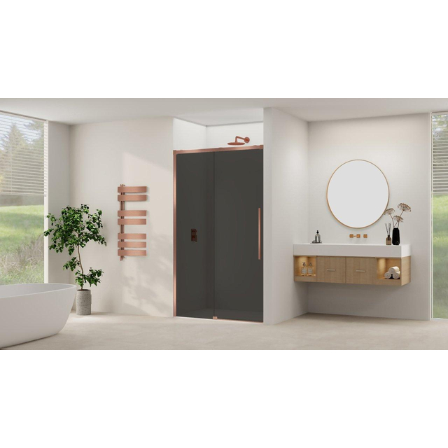 Van Rijn Products ST09 Schuifdeur vast deel - 117.5x200cm - grijs rookglas - soft-close - incl. Koper Geborsteld ST09300120GRSC