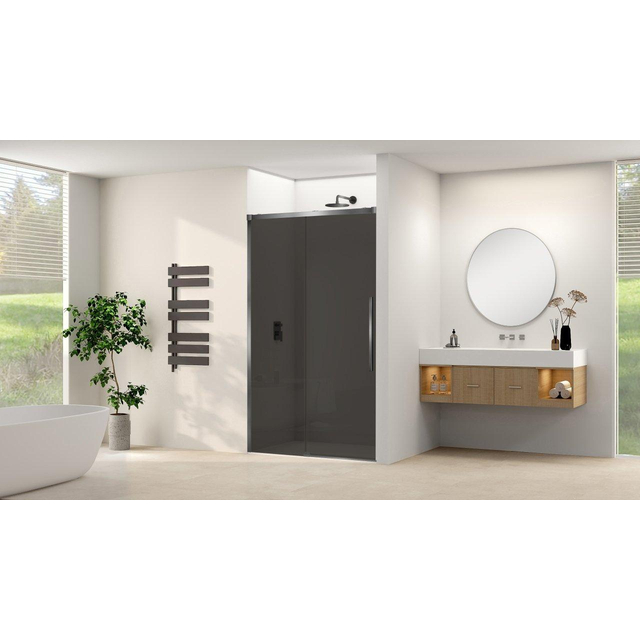 Van Rijn Products ST09 Schuifdeur vast deel - 137.5x200cm - grijs rookglas - soft-close - incl. Gunmetal Geborsteld ST09300140GRGM