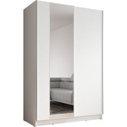 Meubella Kledingkast Salta - Wit - 120 cm - Met spiegel