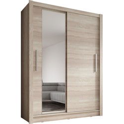 Meubella Kledingkast Bazarre - Eiken - 155 cm - Met spiegel