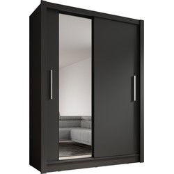 Meubella Kledingkast Bazarre - Grijs - 155 cm - Met spiegel