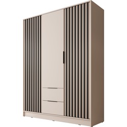 Meubella Kledingkast Nairobi - Beige - Zwart - 155 cm