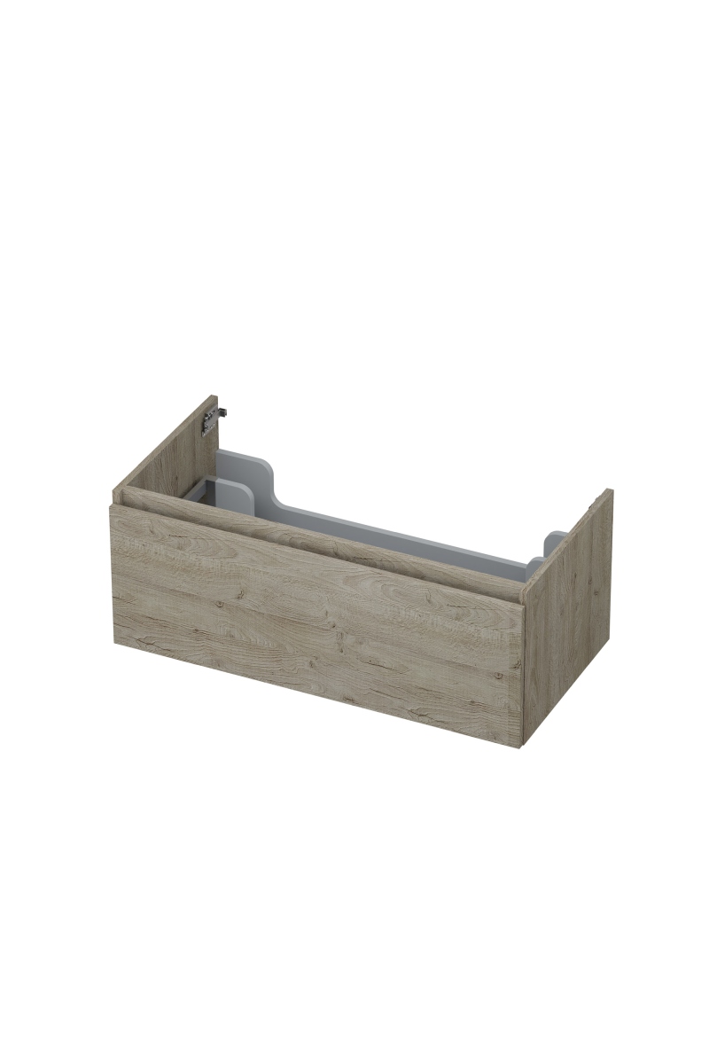 INK Onderkast  1 lade greeploos met houten keerlijst 90 cm x 45 cm x 35 cm Greige eiken 1257539