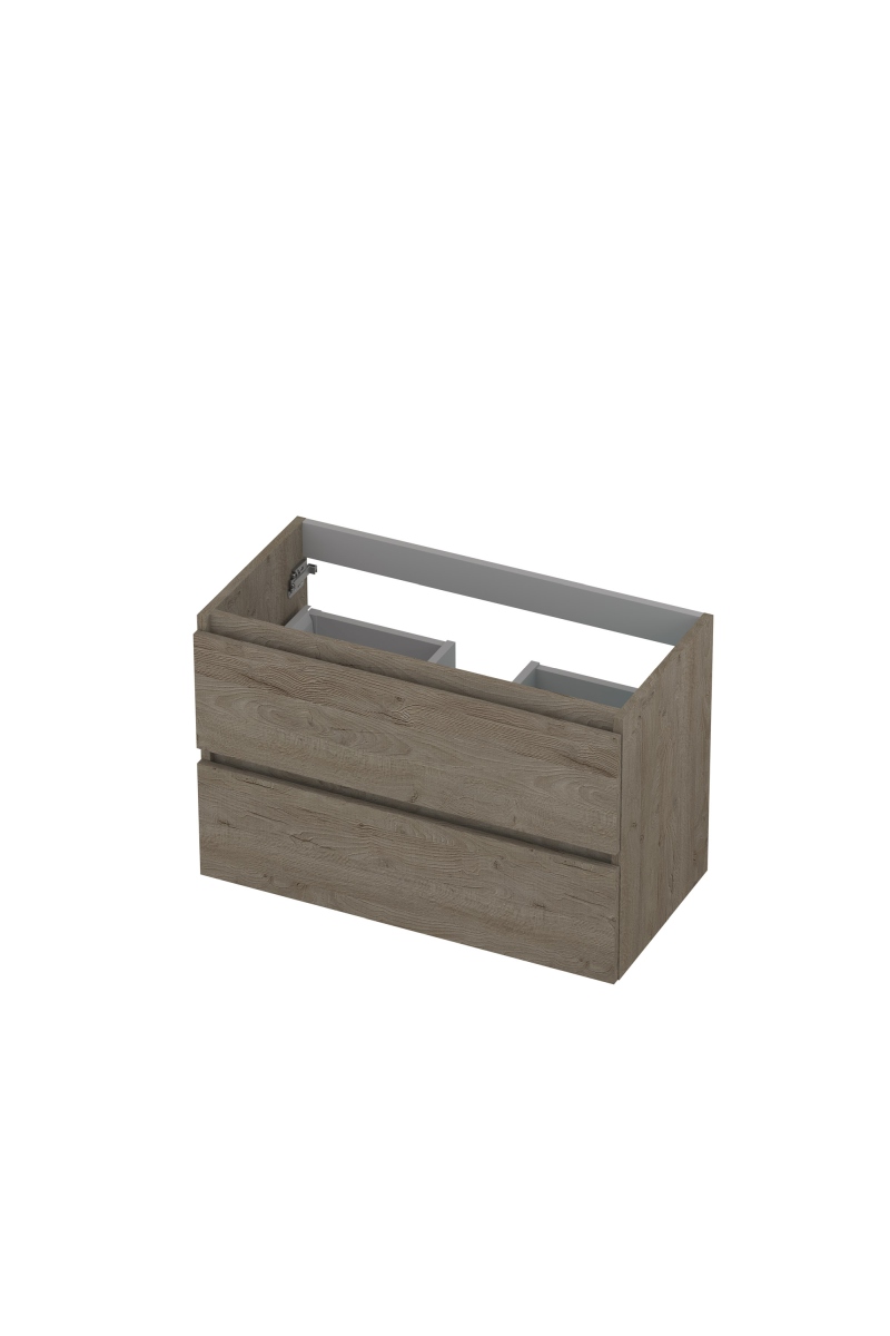 INK Onderkast  2 laden greeploos met houten keerlijst 80 cm x 40 cm x 52 cm Greige eiken 1257019
