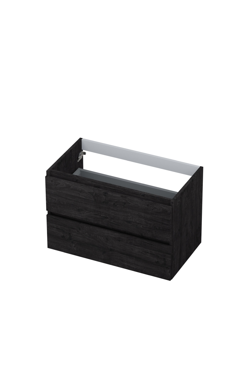 INK Onderkast  2 laden greeploos met houten keerlijst 80 cm x 45 cm x 52 cm Houtskool eiken 1257128