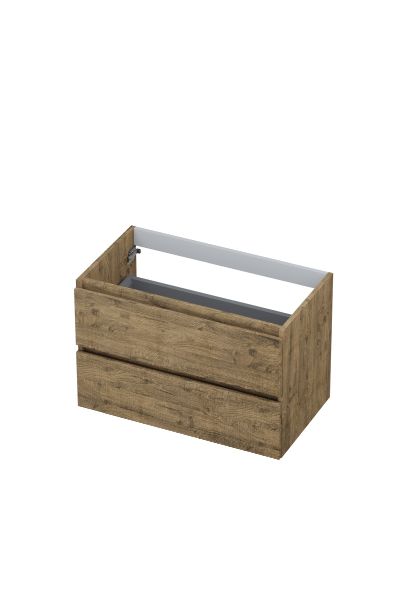 INK Onderkast  2 laden greeploos met houten keerlijst 80 cm x 45 cm x 52 cm Naturel eiken 1257123