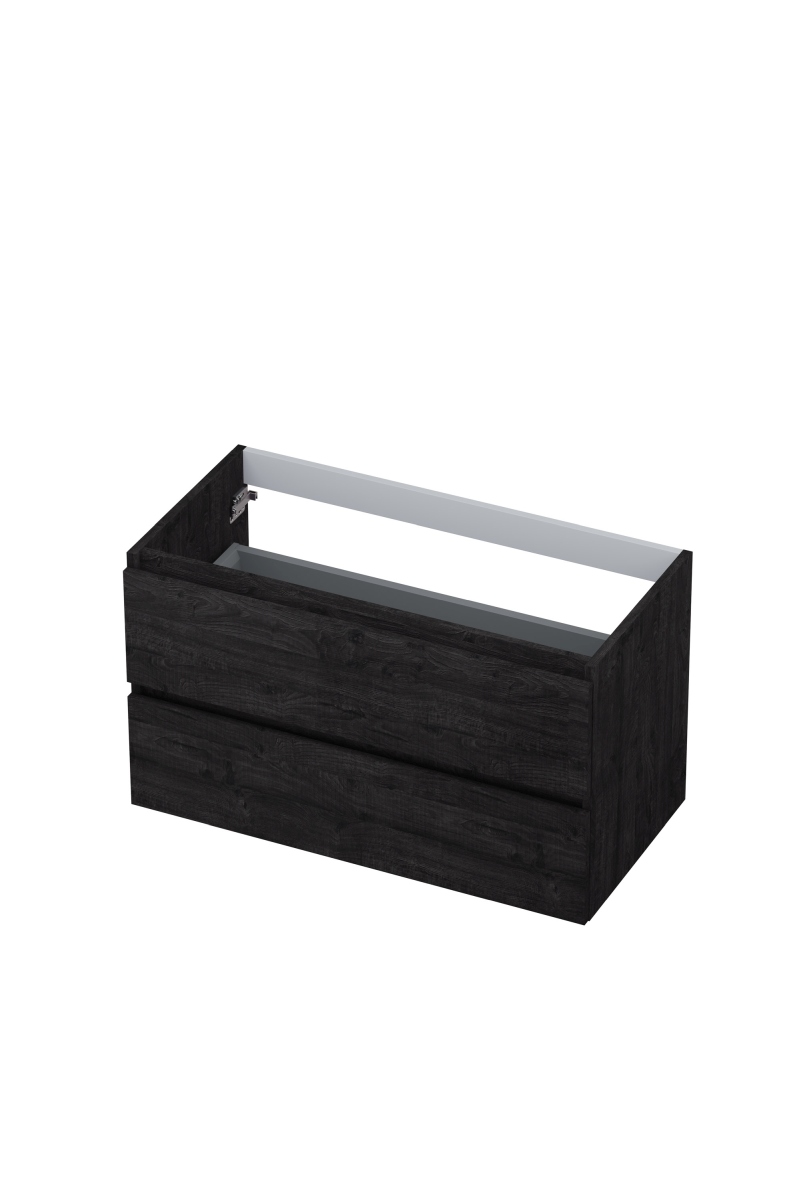 INK Onderkast  2 laden greeploos met houten keerlijst 90 cm x 45 cm x 52 cm Houtskool eiken 1257138