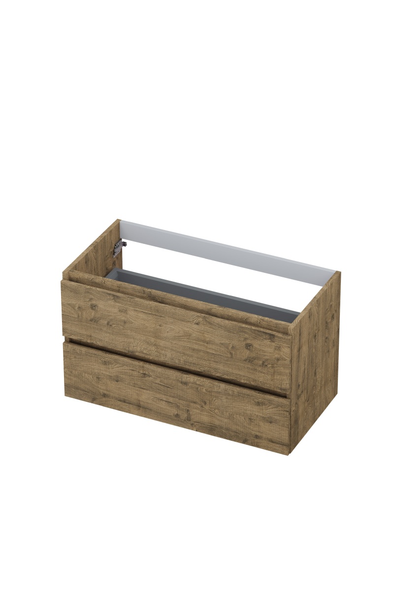 INK Onderkast  2 laden greeploos met houten keerlijst 90 cm x 45 cm x 52 cm Naturel eiken 1257133