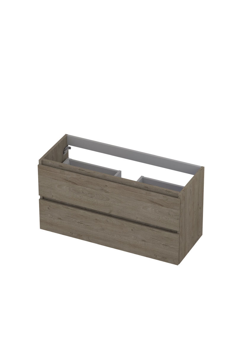 INK Onderkast  2 laden greeploos met houten keerlijst 100 cm x 40 cm x 52 cm Greige eiken 1257029