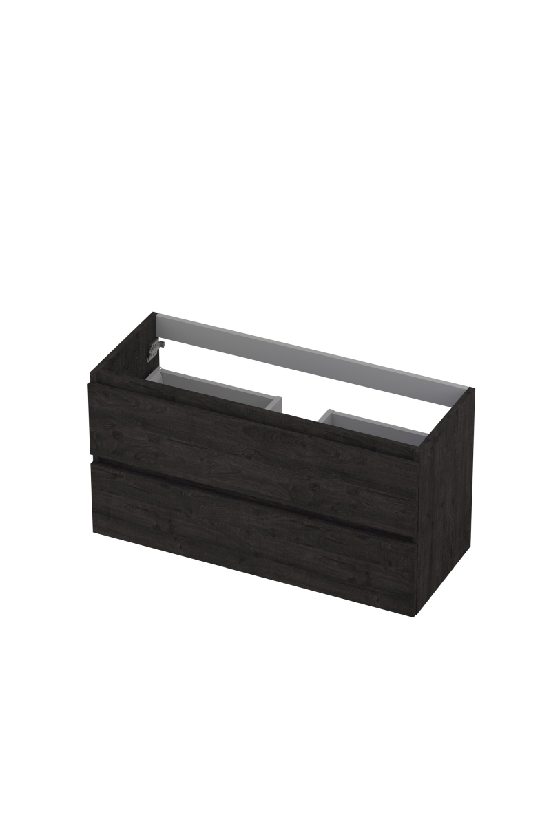 INK Onderkast  2 laden greeploos met houten keerlijst 100 cm x 40 cm x 52 cm Houtskool eiken 1257028