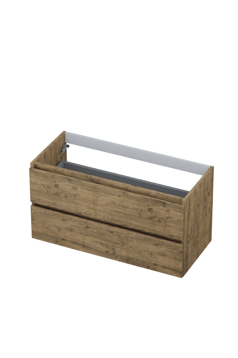 INK Onderkast  2 laden greeploos met houten keerlijst 100 cm x 45 cm x 52 cm Naturel eiken 1257143