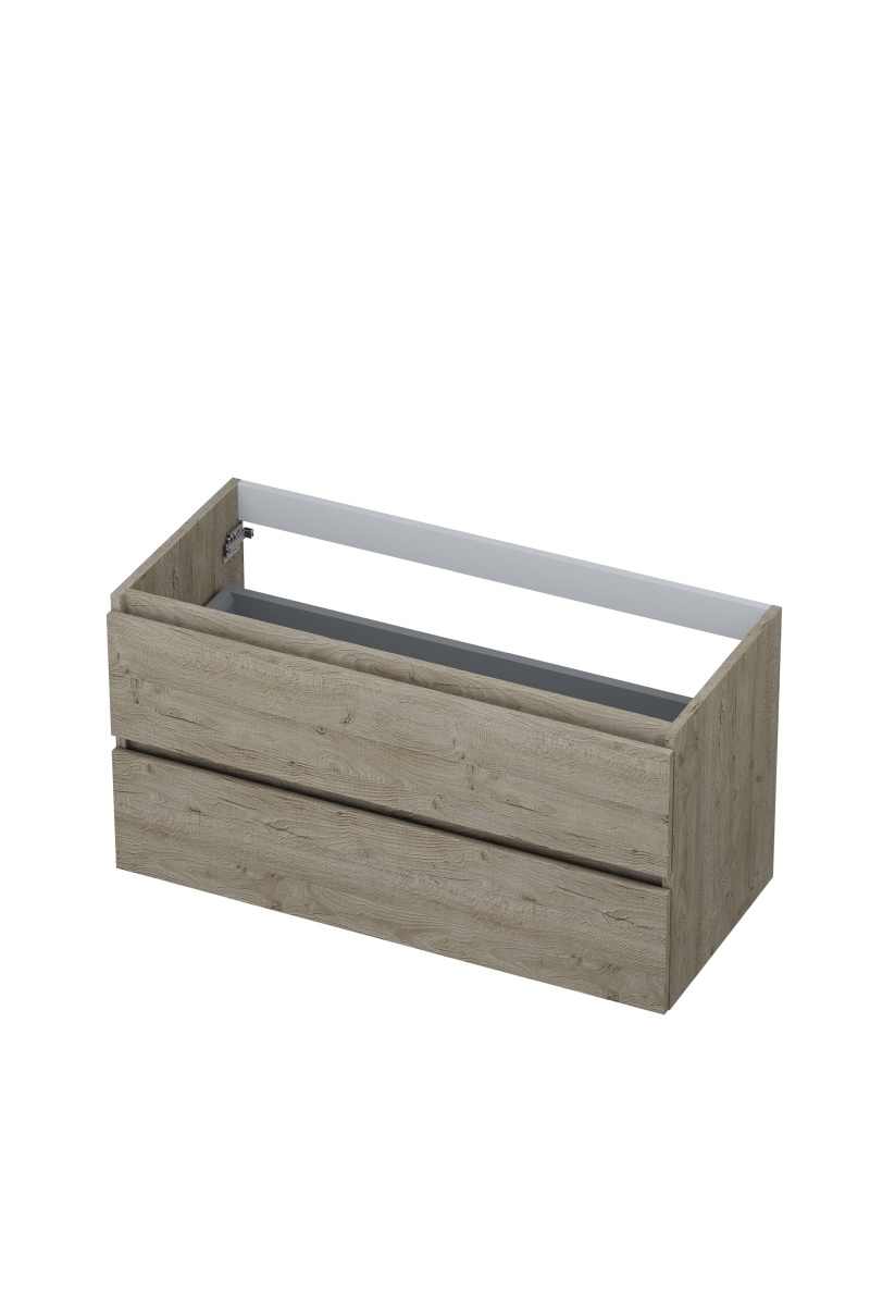 INK Onderkast  2 laden greeploos met houten keerlijst 100 cm x 45 cm x 52 cm Greige eiken 1257149