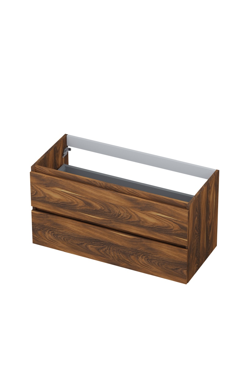 INK Onderkast  2 laden greeploos met houten keerlijst 100 cm x 45 cm x 52 cm Noten 1257147