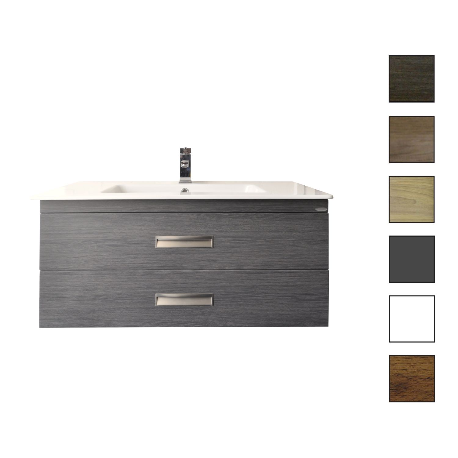 Sanicare Badkamermeubelset  Q3 2 Soft-Close Laden 90 cm Belluno Eiken (spiegel optioneel)