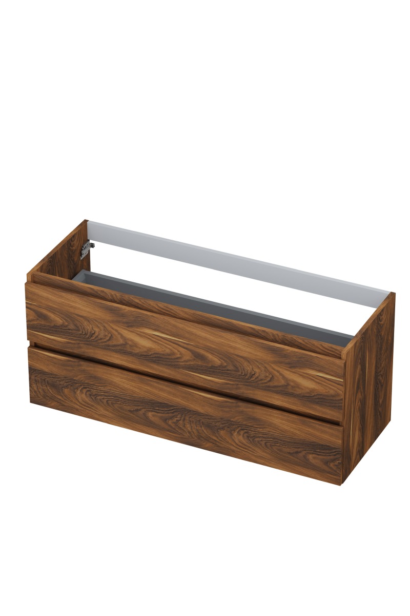 INK Onderkast  2 laden greeploos met houten keerlijst 120 cm x 45 cm x 52 cm Noten 1257157