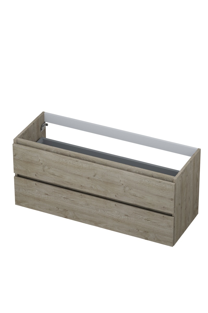 INK Onderkast  2 laden greeploos met houten keerlijst 120 cm x 45 cm x 52 cm Greige eiken 1257159