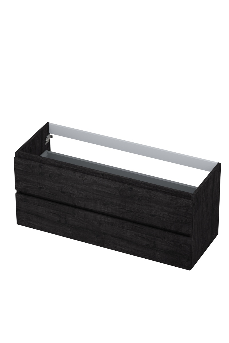 INK Onderkast  2 laden greeploos met houten keerlijst 120 cm x 45 cm x 52 cm Houtskool eiken 1257158