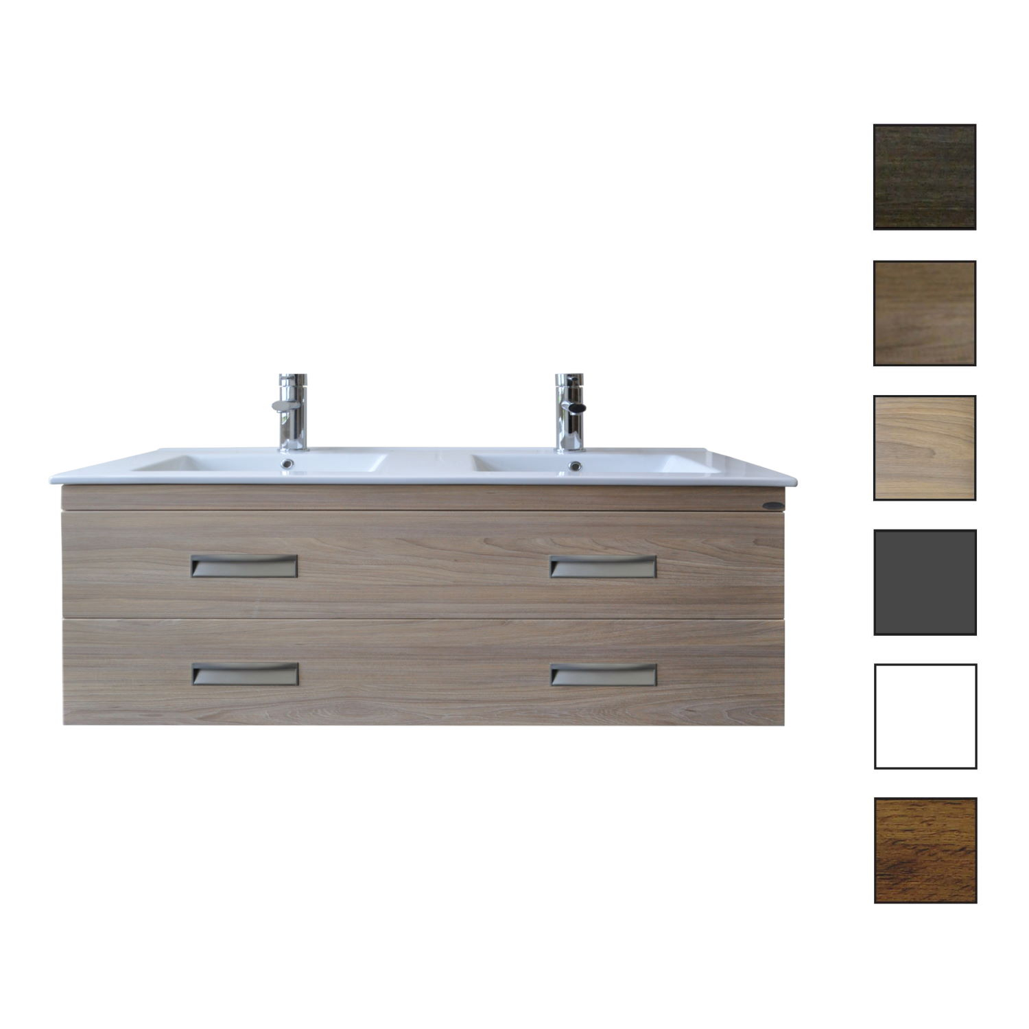 Sanicare Badkamermeubelset  Q2 Twee Soft-Close Laden 120 cm Truffel (spiegel optioneel)
