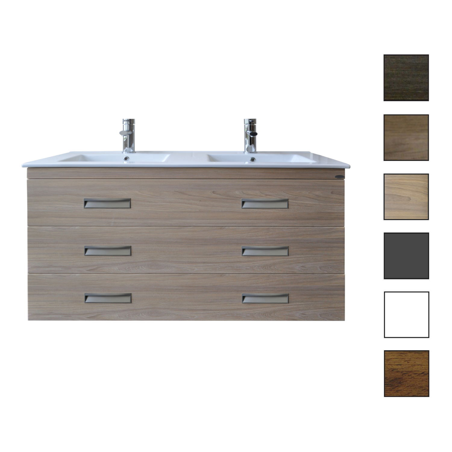 Sanicare Badkamermeubelset  Q2 Drie Soft-Close Laden 120 cm Hoogglans Wit (spiegel optioneel)
