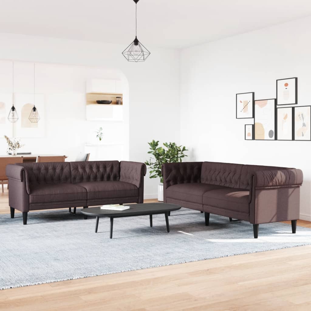 vidaXL 2-delige Loungeset stof donkerbruin