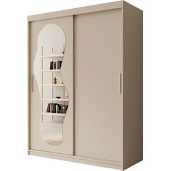 Meubella Kledingkast Ulysses - Beige - 150 cm - Met spiegel
