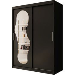 Meubella Kledingkast Ulysses - Zwart - 150 cm - Met spiegel