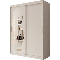 Meubella Kledingkast Ulysses - Wit - 150 cm - Met spiegel
