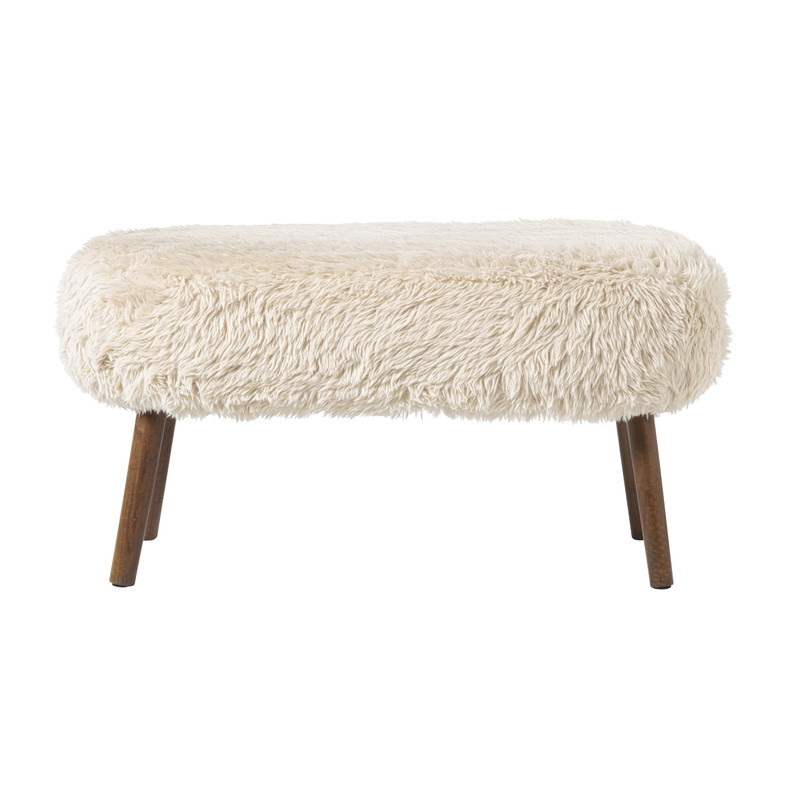 Xenos Bankje beatle - beige/bruin - 40x82x40 cm