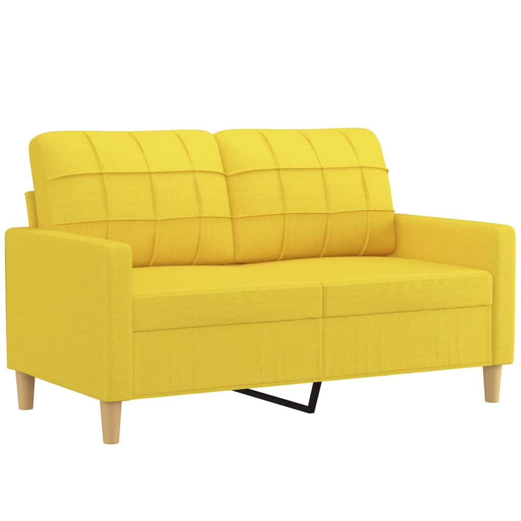 vidaXL 3-delige Loungeset met kussens stof lichtgeel