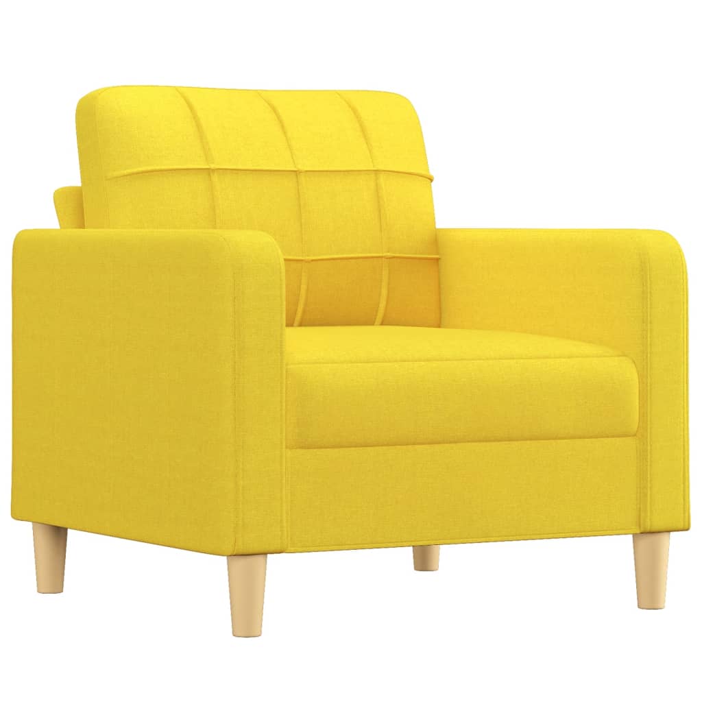 vidaXL 3-delige Loungeset met kussens stof lichtgeel