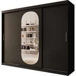 Meubella Kledingkast Bodhi - Zwart - 250 cm - Met spiegel