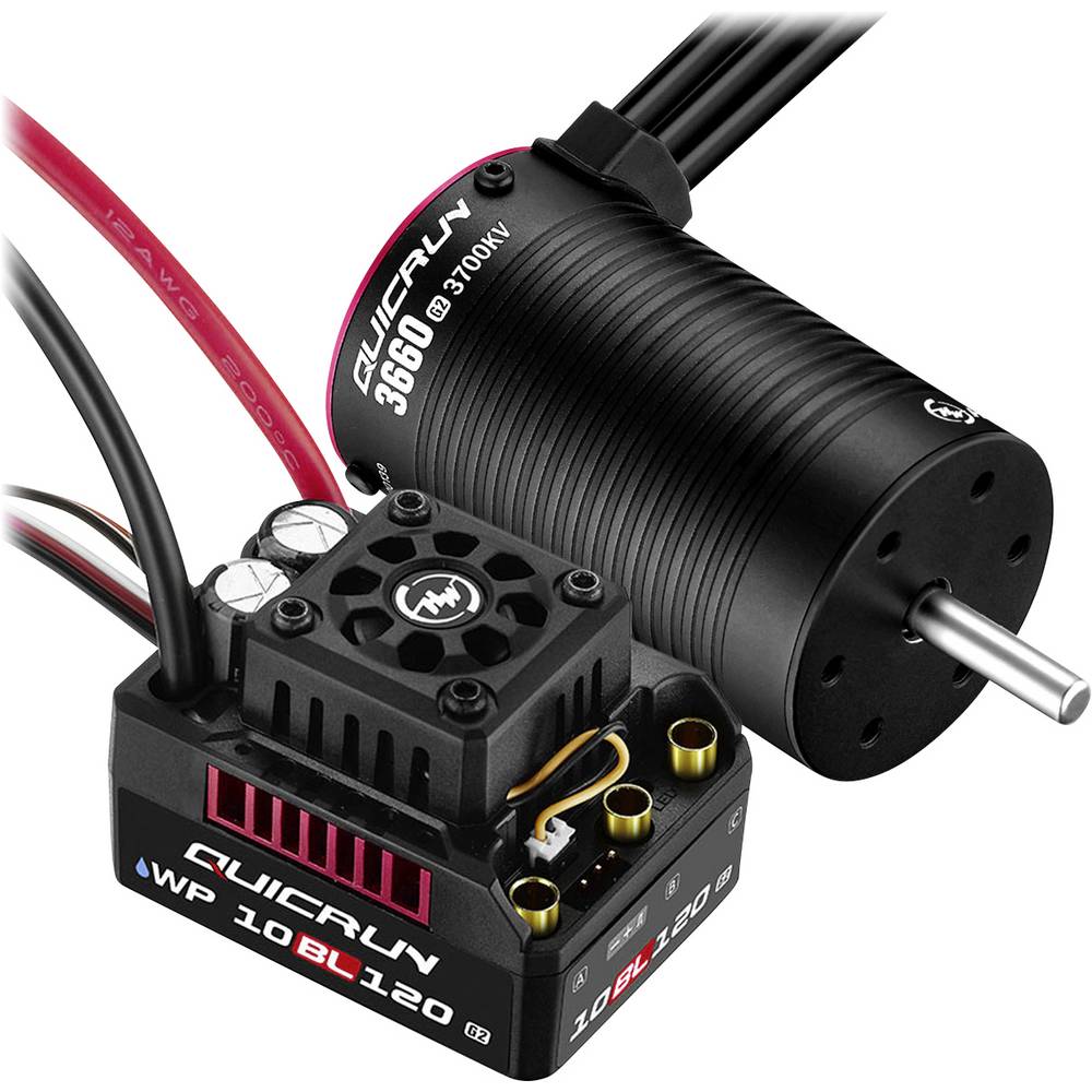 Hobbywing Combo WP10BL120G2 mit 3660SL-3700KV-G2 38030211 Brushless aandrijving voor RC auto 1:10