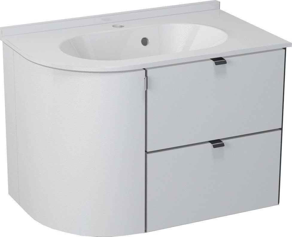 Sapho Gebogen Wastafelmeubel  Pulse Rechts 75x52x45 cm Wit
