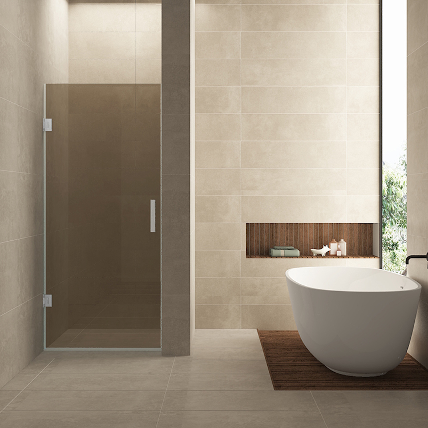 Wiesbaden Nisdeur  Less 90x200 cm 8 mm Nano Vintage Brons Glas Geborsteld Staal