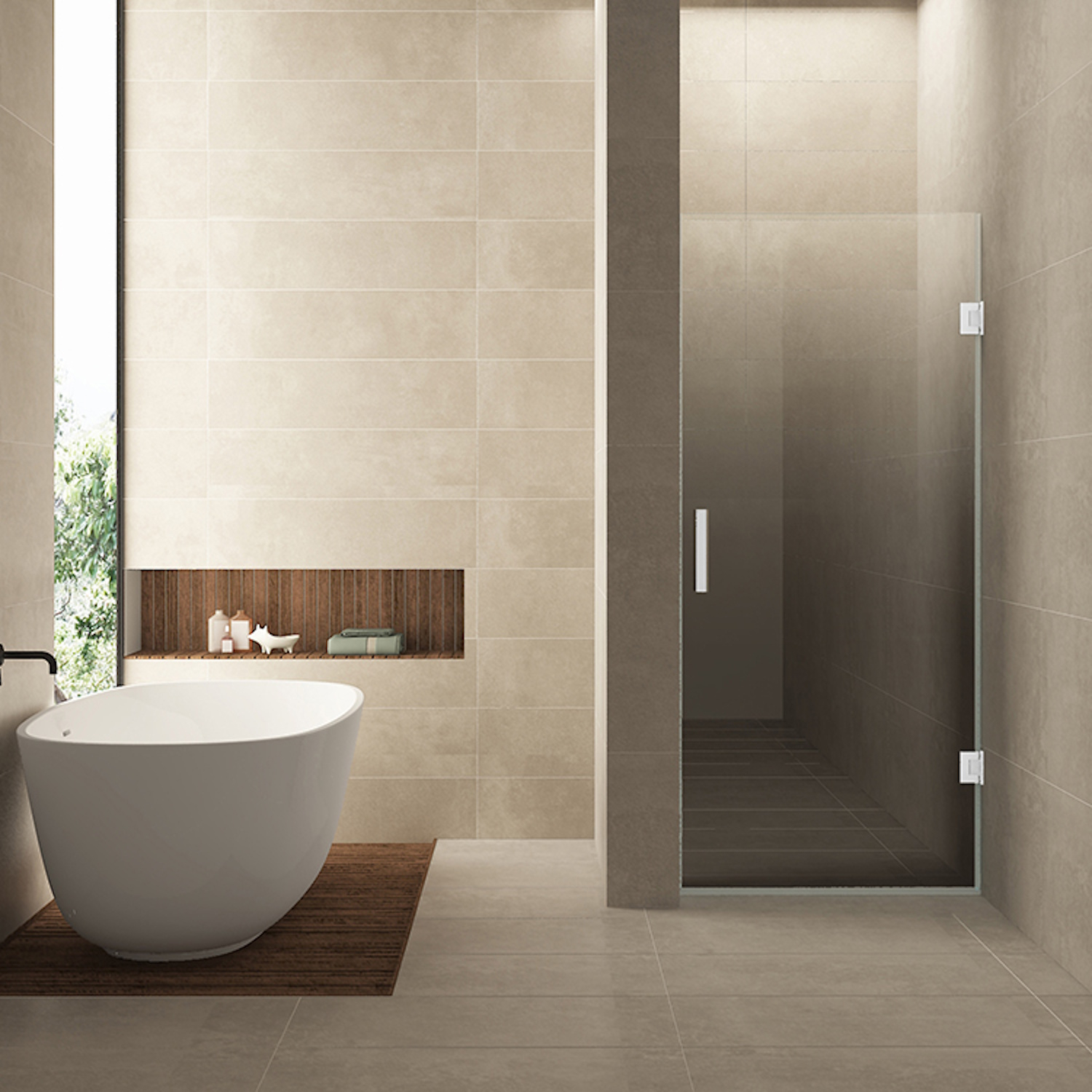 Wiesbaden Nisdeur Rechts  Less 90x200 cm 8 mm Nano Spiegelrook- Naar Helder Glas Mat Wit