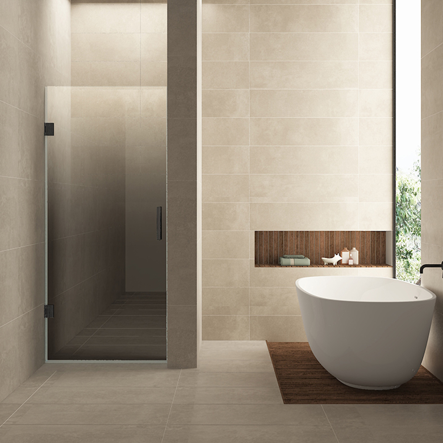 Wiesbaden Nisdeur Links  Less 90x200 cm 8 mm Nano Spiegelrook- Naar Helder Glas Gunmetal