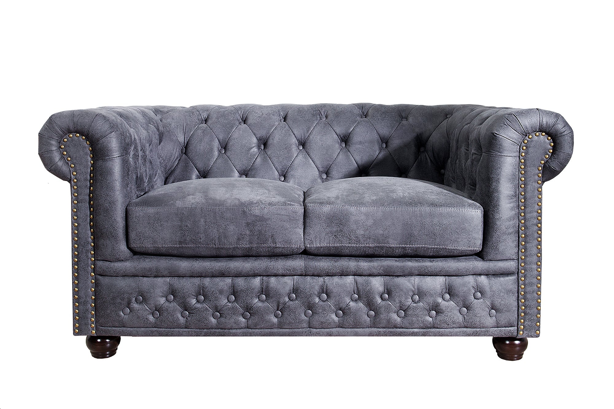 Invicta Interior Bank CHESTERFIELD 2-zits antieklook microvezel grijs - 37390